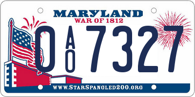 MD license plate 0AO7327