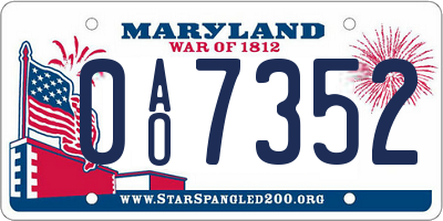 MD license plate 0AO7352