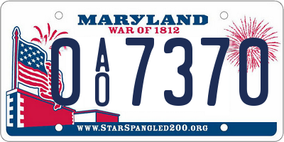 MD license plate 0AO7370