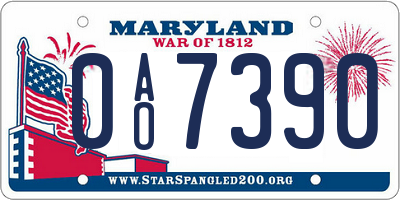 MD license plate 0AO7390
