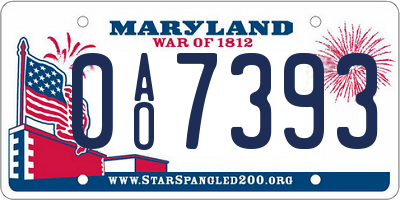 MD license plate 0AO7393