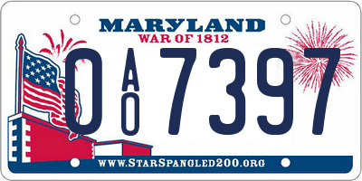MD license plate 0AO7397