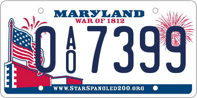 MD license plate 0AO7399