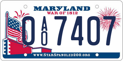 MD license plate 0AO7407
