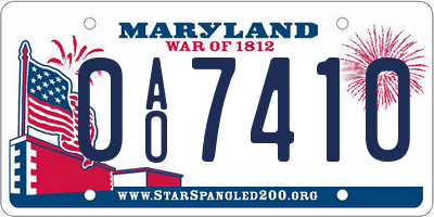 MD license plate 0AO7410