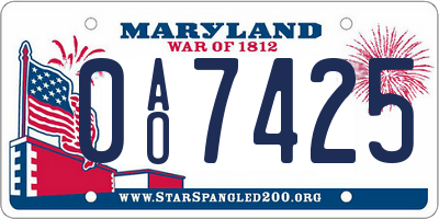 MD license plate 0AO7425