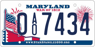 MD license plate 0AO7434