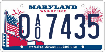 MD license plate 0AO7435