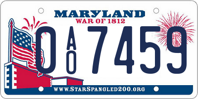 MD license plate 0AO7459
