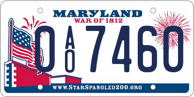 MD license plate 0AO7460