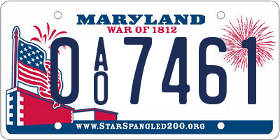 MD license plate 0AO7461