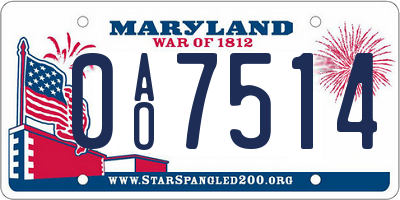 MD license plate 0AO7514