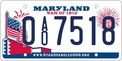 MD license plate 0AO7518