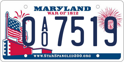 MD license plate 0AO7519