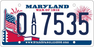 MD license plate 0AO7535
