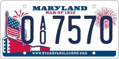 MD license plate 0AO7570