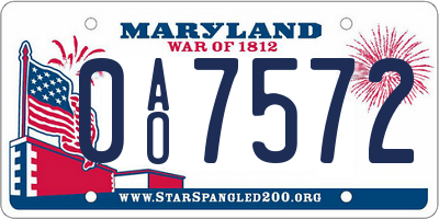 MD license plate 0AO7572