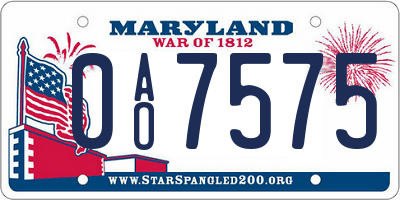 MD license plate 0AO7575
