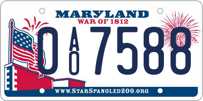 MD license plate 0AO7588