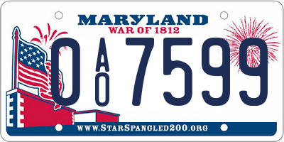 MD license plate 0AO7599