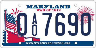 MD license plate 0AO7690