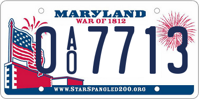 MD license plate 0AO7713