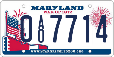MD license plate 0AO7714