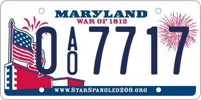 MD license plate 0AO7717