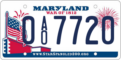 MD license plate 0AO7720