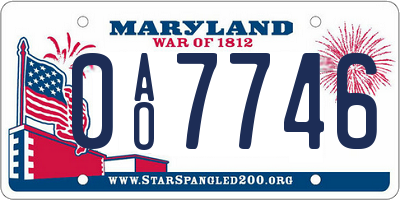 MD license plate 0AO7746