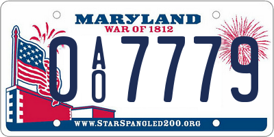 MD license plate 0AO7779