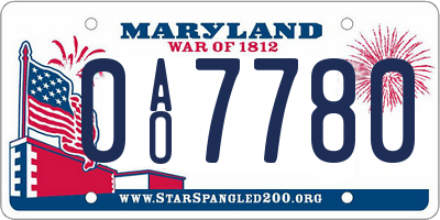 MD license plate 0AO7780