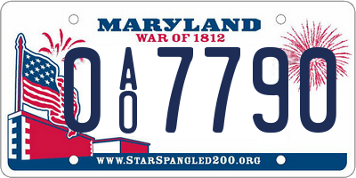 MD license plate 0AO7790