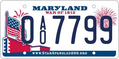 MD license plate 0AO7799