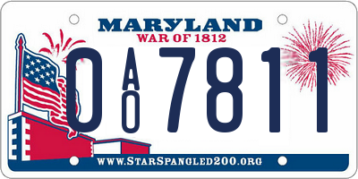 MD license plate 0AO7811