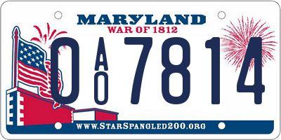 MD license plate 0AO7814