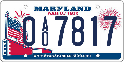 MD license plate 0AO7817