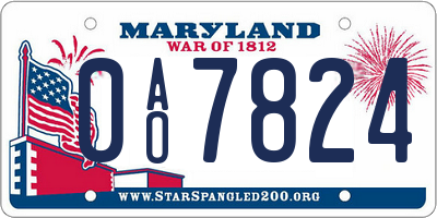 MD license plate 0AO7824