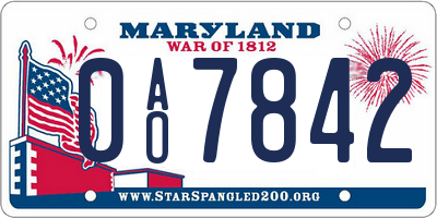 MD license plate 0AO7842