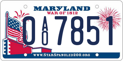 MD license plate 0AO7851