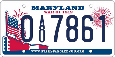 MD license plate 0AO7861
