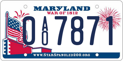 MD license plate 0AO7871