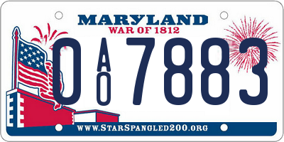 MD license plate 0AO7883