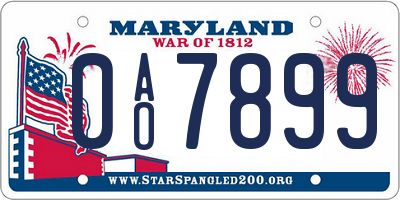 MD license plate 0AO7899