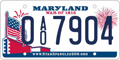 MD license plate 0AO7904