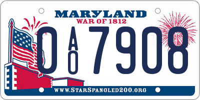 MD license plate 0AO7908