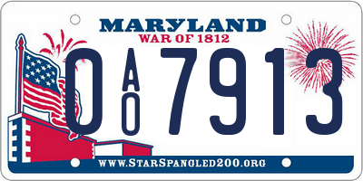 MD license plate 0AO7913