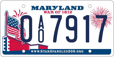 MD license plate 0AO7917