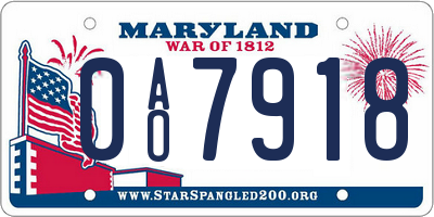 MD license plate 0AO7918