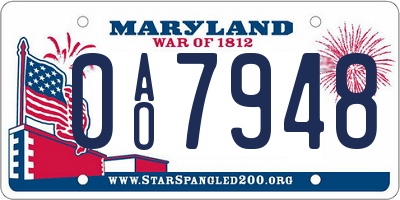 MD license plate 0AO7948